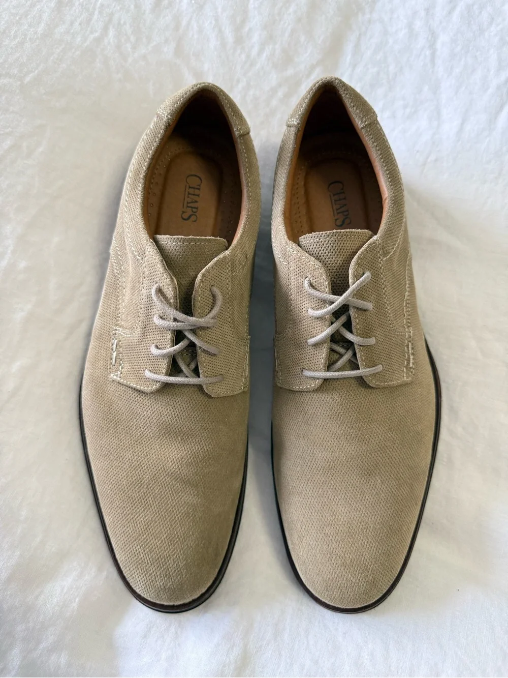 CHAPS | Mens 11 | Vandale Shoes Taupe Suede Leather Oxfords Lace Up